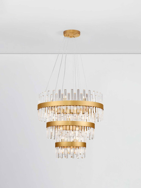 Nova Luce Pendelleuchte Crown 42-flammig 42xG9 Gold Metall Kristall Ø75cm 9695121