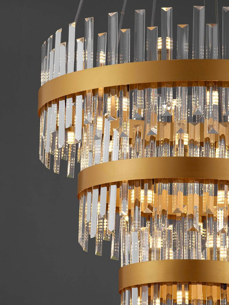 Nova Luce Pendelleuchte Crown 42-flammig 42xG9 Gold Metall Kristall Ø75cm 9695121
