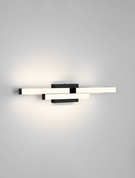 Nova Luce LED Wandleuchte Atom 14W neutralweiss 4000K IP44 Schwarz Aluminium 60x9cm 9695269