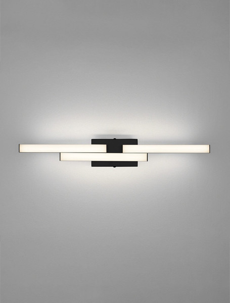 Nova Luce LED Wandleuchte Atom 14W neutralweiss 4000K IP44 Schwarz Aluminium 60x9cm 9695269