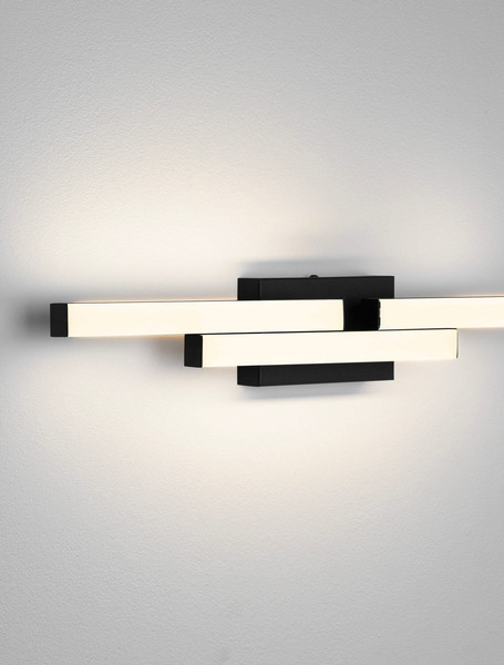 Nova Luce LED Wandleuchte Atom 14W neutralweiss 4000K IP44 Schwarz Aluminium 60x9cm 9695269