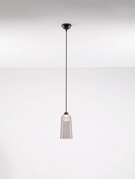 Nova Luce LED Pendelleuchte Dione 5W warmweiss 3000K Rauchgrau Schwarz Aluminium Stahl Ø10cm 9695270