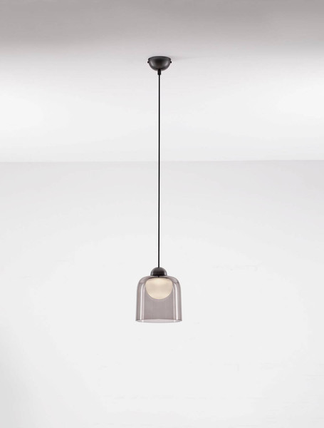 Nova Luce LED Pendelleuchte Dione 5W warmweiss 3000K Rauchgrau Schwarz Aluminium Stahl Ø14cm 9695271