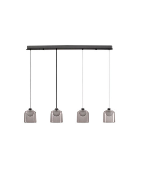 Nova Luce LED Pendelleuchte Dione 20W warmweiss 3000K Rauchgrau Schwarz Aluminium Stahl 100x14cm 9695272