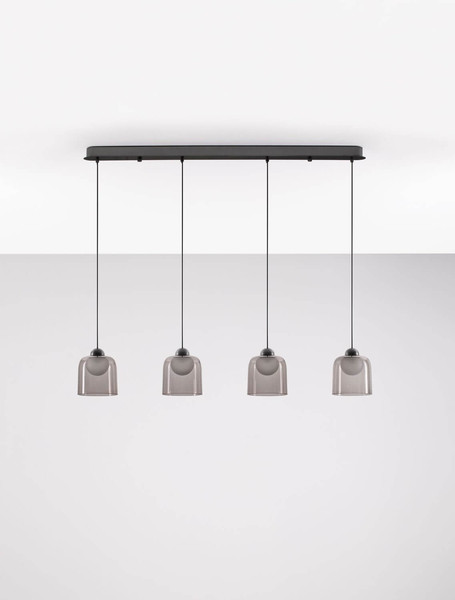 Nova Luce LED Pendelleuchte Dione 20W warmweiss 3000K Rauchgrau Schwarz Aluminium Stahl 100x14cm 9695272