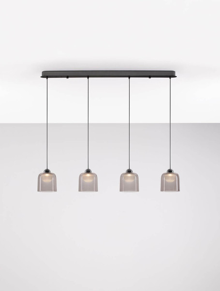 Nova Luce LED Pendelleuchte Dione 20W warmweiss 3000K Rauchgrau Schwarz Aluminium Stahl 100x14cm 9695272