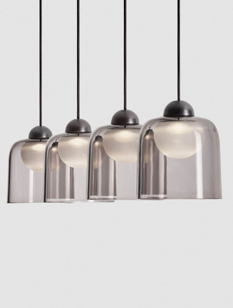 Nova Luce LED Pendelleuchte Dione 20W warmweiss 3000K Rauchgrau Schwarz Aluminium Stahl 100x14cm 9695272