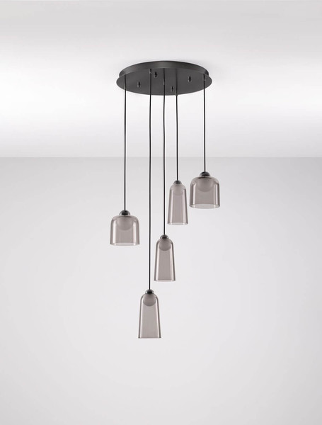 Nova Luce LED Pendelleuchte Dione 25W warmweiss 3000K Rauchgrau Schwarz Aluminium Stahl Ø45cm 9695274