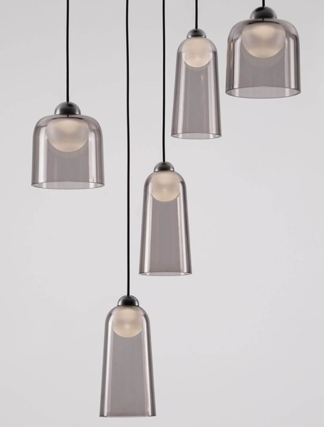 Nova Luce LED Pendelleuchte Dione 25W warmweiss 3000K Rauchgrau Schwarz Aluminium Stahl Ø45cm 9695274