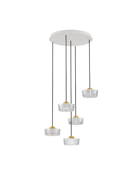 Nova Luce LED Pendelleuchte Keros 30W warmweiss 3000K Platingold Weiß Aluminium Ø45cm 9695280