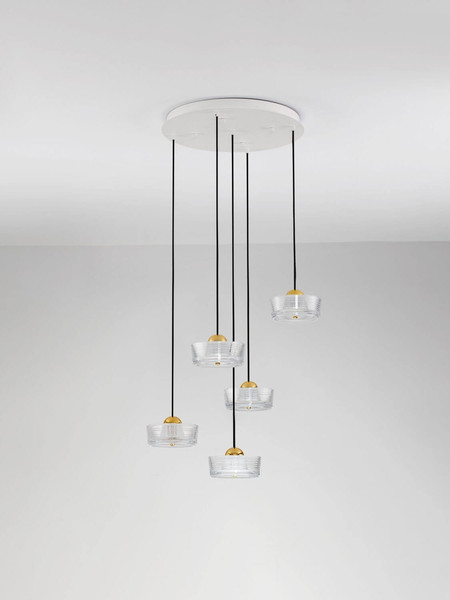 Nova Luce LED Pendelleuchte Keros 30W warmweiss 3000K Platingold Weiß Aluminium Ø45cm 9695280