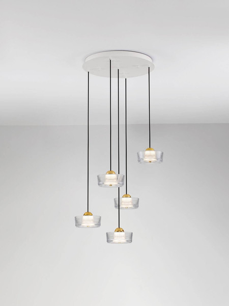 Nova Luce LED Pendelleuchte Keros 30W warmweiss 3000K Platingold Weiß Aluminium Ø45cm 9695280