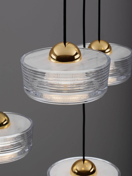 Nova Luce LED Pendelleuchte Keros 30W warmweiss 3000K Platingold Weiß Aluminium Ø45cm 9695280
