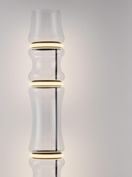 Nova Luce LED Stehleuchte Anapnoe dimmbar 46W warmweiss 3000K Schwarz Stahl Glas 157cm 9695283