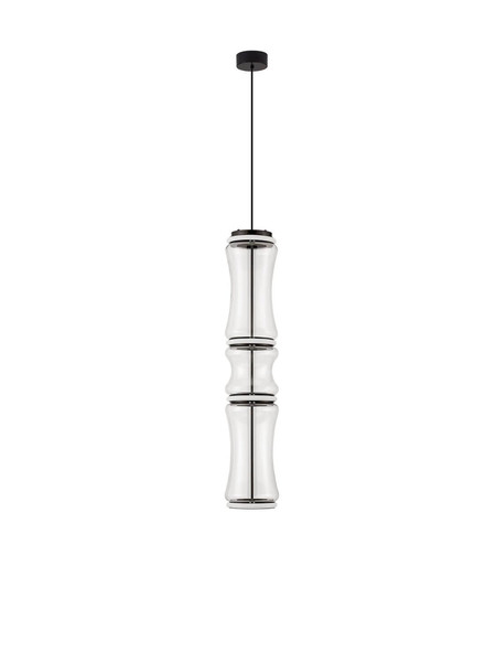 Nova Luce LED Pendelleuchte Anapnoe dimmbar 39W warmweiss 3000K Bewegungsmelder Schwarz Stahl Glas Ø21,5cm 9695284