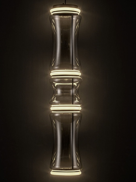Nova Luce LED Pendelleuchte Anapnoe dimmbar 39W warmweiss 3000K Bewegungsmelder Schwarz Stahl Glas Ø21,5cm 9695284