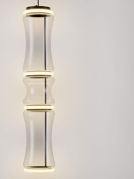 Nova Luce LED Pendelleuchte Anapnoe dimmbar 39W warmweiss 3000K Bewegungsmelder Schwarz Stahl Glas Ø21,5cm 9695284