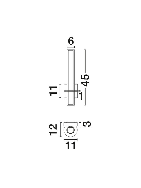 Nova Luce LED Wandleuchte Luca 15W neutralweiss 4000K IP44 Schwarz Stahl Glas 45x12cm 9695337
