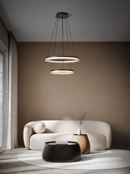 Nova Luce LED Pendelleuchte Lonela dimmbar 46W warmweiss 3000K Schwarz Aluminium Ø60cm 9695504
