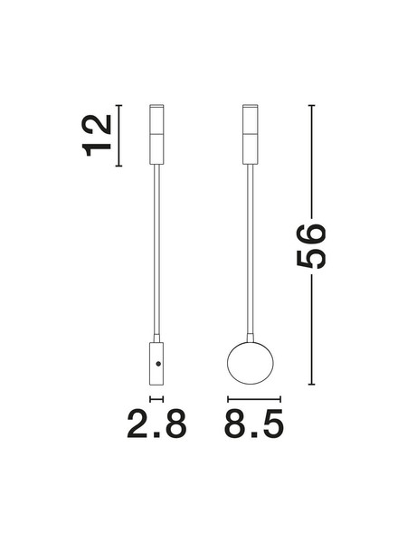 Nova Luce LED Wandleuchte Sonica 6W warmweiss 3000K Schwarz Aluminium Ø8,5cm 9701620