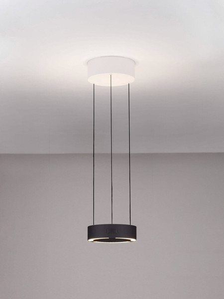 Nova Luce LED Pendelleuchte Afi dimmbar 24W warmweiss 3000K Bewegungsmelder Schwarz Stahl Aluminium Ø20cm 9870016