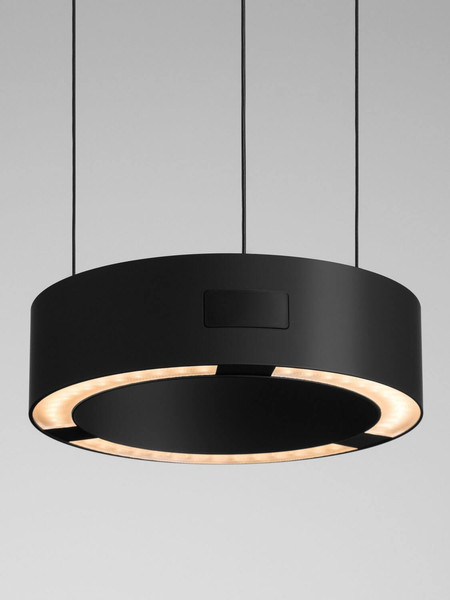 Nova Luce LED Pendelleuchte Afi dimmbar 24W warmweiss 3000K Bewegungsmelder Schwarz Stahl Aluminium Ø20cm 9870016