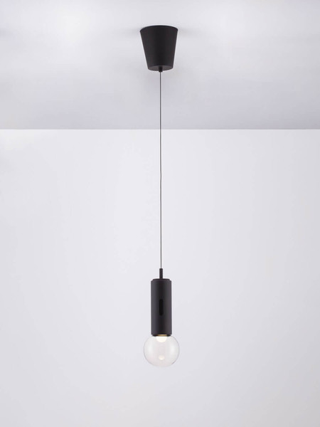 Nova Luce LED Pendelleuchte Chronos dimmbar 11W warmweiss 3000K Bewegungsmelder Schwarz Aluminium Ø13cm 9870024