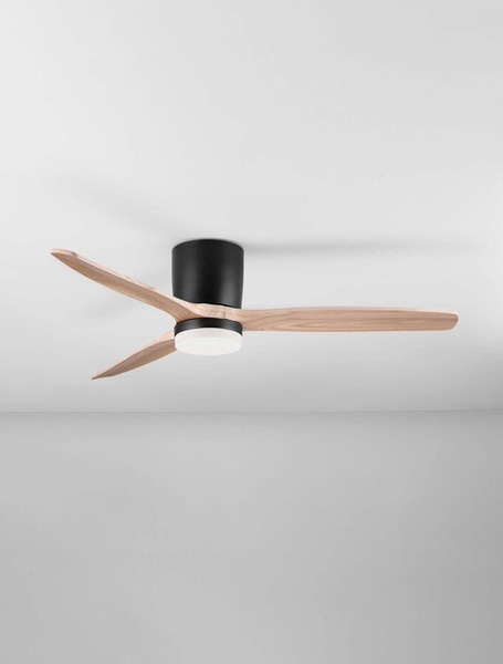 Nova Luce LED Deckenventilator Aloa 18W CCT warm-/neutral-/tageslichtweiss 3000/4000/6500K Schwarz Holz Metall Ø132cm 9952371