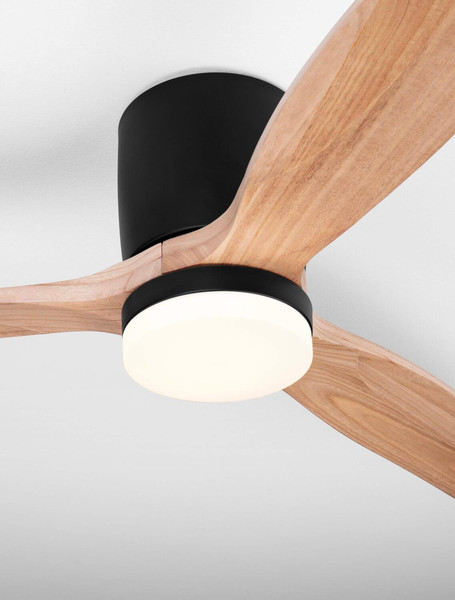 Nova Luce LED Deckenventilator Aloa 18W CCT warm-/neutral-/tageslichtweiss 3000/4000/6500K Schwarz Holz Metall Ø132cm 9952371
