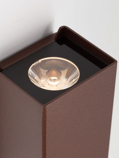 Nova Luce LED Außen-Wandleuchte Elio 6W warmweiss 3000K IP65 salzwasserfest Cortenstahl Aluminium 13x7cm 9971472