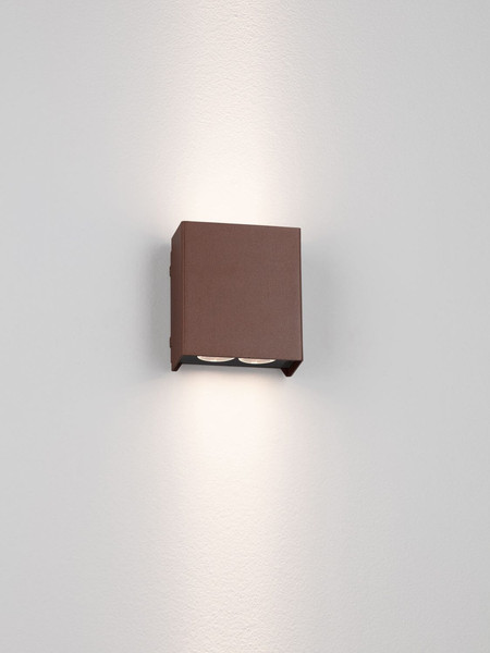 Nova Luce LED Außen-Wandleuchte Elio 12W warmweiss 3000K IP65 salzwasserfest Cortenstahl Aluminium 13x11cm 9971475