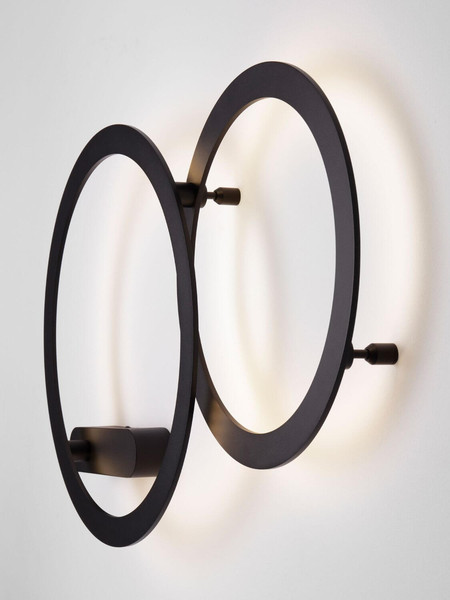 Nova Luce LED Wandleuchte Lyb 27W warmweiss 3000K Schwarz Aluminium Ø40cm 9980579