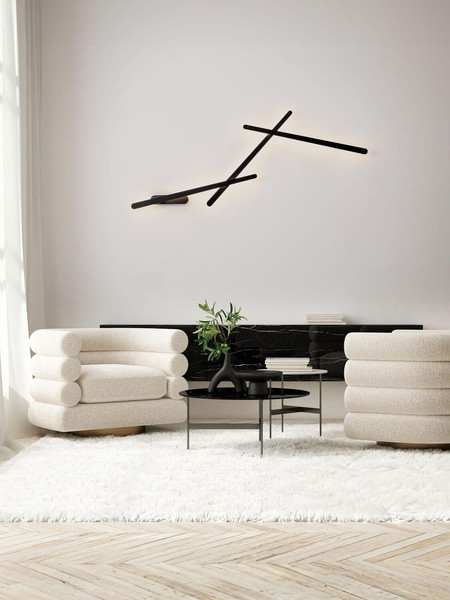 Nova Luce LED Wandleuchte Lyb 19W warmweiss 3000K Schwarz Aluminium 85x4cm 9980581