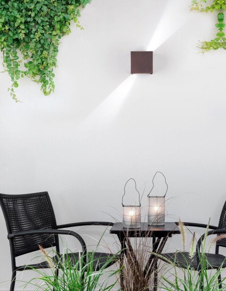 Nova Luce COMO LED Wandleuchte Braun 2x3W IP54 Warmweiss 11,2x11,2x11,2cm 847406