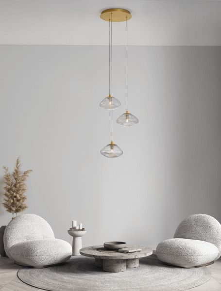 Nova Luce KING Pendelleuchte G9 3-fach Gold 180x25cm dimmbar 9006048