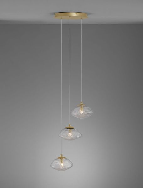 Nova Luce KING Pendelleuchte G9 3-fach Gold 180x25cm dimmbar 9006048