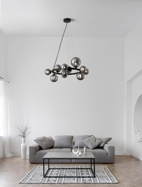 Nova Luce ODILLIA Pendelleuchte G9 11-fach Schwarz 120x65cm dimmbar 9028855