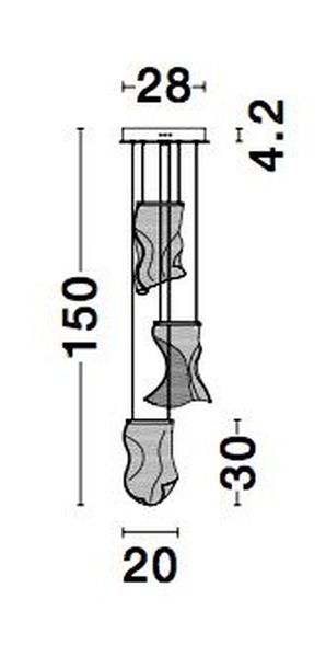 Nova Luce SIDERNO LED Pendelleuchte Gold 16W Warmweiss 150x28cm 9054441