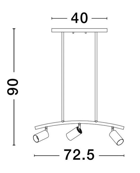 Nova Luce POGNO Pendelleuchte GU10 3-fach Schwarz 72,2x10x90cm dimmbar 9111456