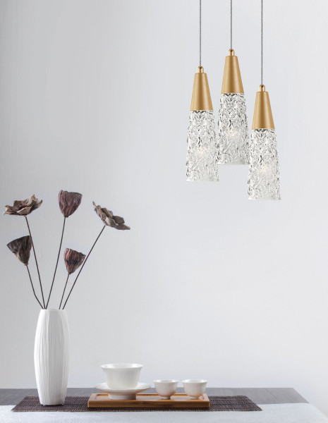 Nova Luce KOVAC Pendelleuchte G9 3-fach Gold 180x25cm dimmbar 9160193