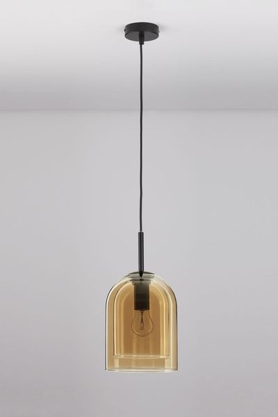 Nova Luce VELOR Pendelleuchte E27 Schwarz Champagner 240x18cm dimmbar 9236730