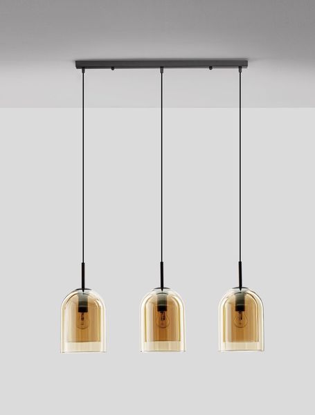 Nova Luce VELOR Pendelleuchte E27 3-fach Schwarz Champagner 70x18x158cm dimmbar 9236740