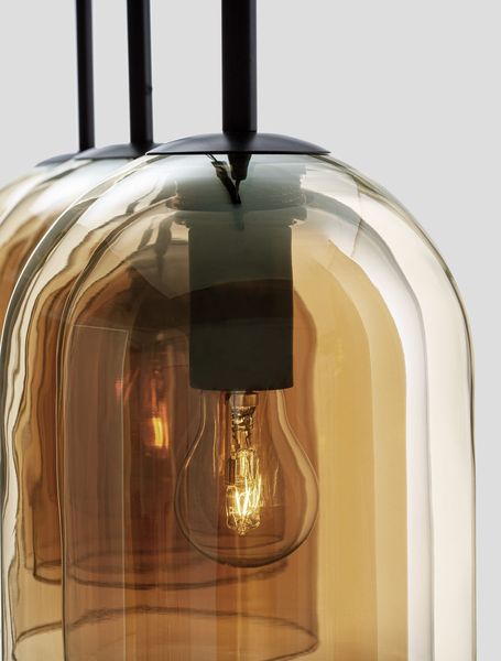 Nova Luce VELOR Pendelleuchte E27 3-fach Schwarz Champagner 70x18x158cm dimmbar 9236740