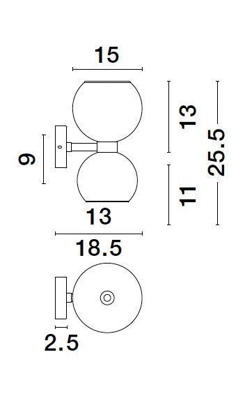 Nova Luce PALMER Wandleuchte E14 2-fach Schwarz 15x18,5x25,5cm dimmbar 9241120