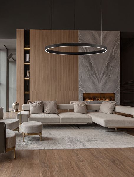 Nova Luce ELOWEN LED Pendelleuchte Schwarz 106W Warmweiss 200x98cm dimmbar 9345668