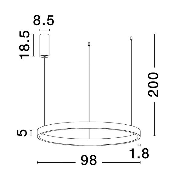 Nova Luce ELOWEN LED Pendelleuchte Schwarz 106W Warmweiss 200x98cm dimmbar 9345668