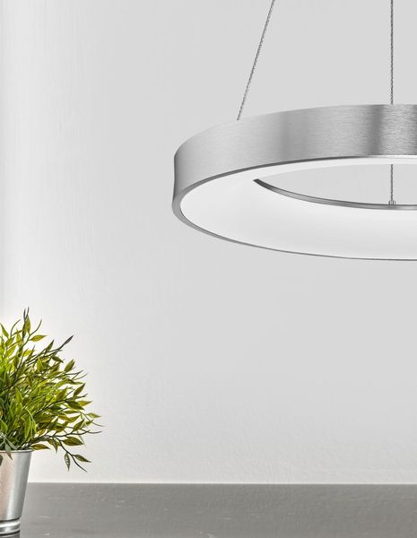 Nova Luce RANDO THIN LED Pendelleuchte Silber 50W Warmweiss 120x60cm dimmbar 9453456