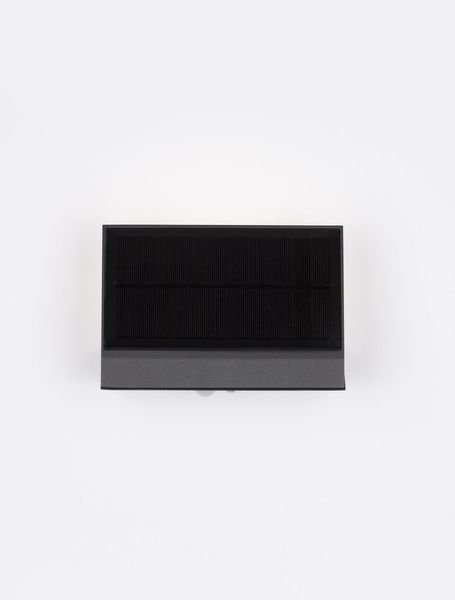 Nova Luce PRIM LED Wandleuchte Anthrazit 2W IP65 Warmweiss 18x17,5x3,5cm Solar Bewegungsmelder 9492510