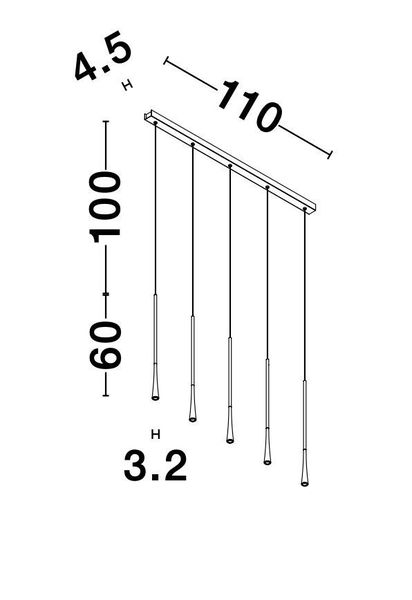Nova Luce GOCCIO LED Pendelleuchte Gold 38W Warmweiss 110x4,5x160cm 9504001