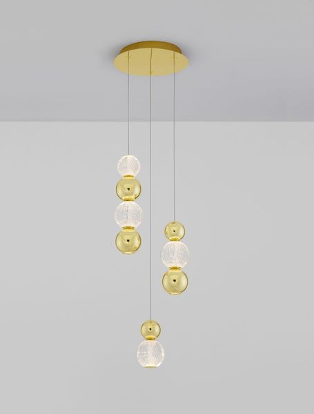 Nova Luce BRILLE LED Pendelleuchte Gold 19W Neutralweiss 200x30cm dimmbar 9511040